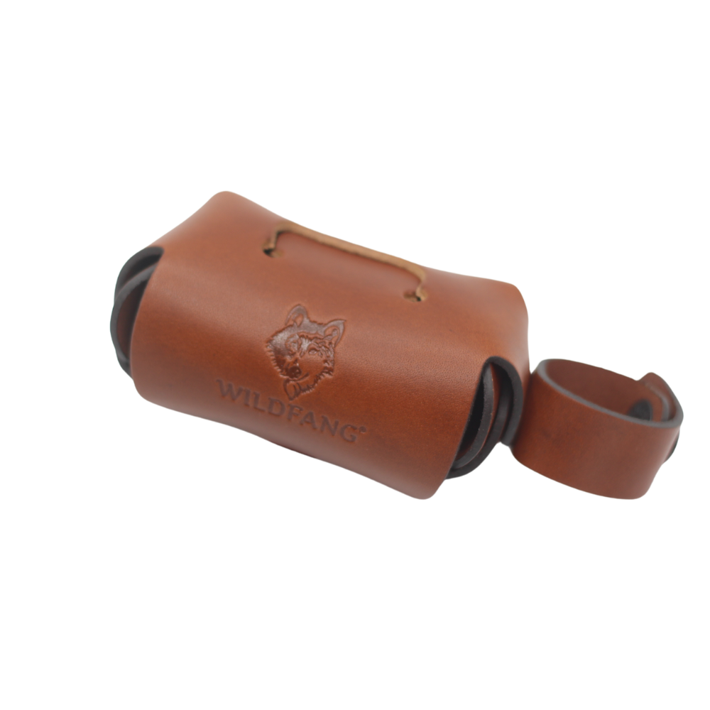 Leather Dog Poop Bag Holder for Leash – Double Roll Dispenser